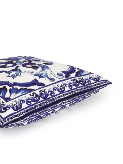 Shop Dolce & Gabbana Large Blu Mediterraneo-print Canvas Cushion In White