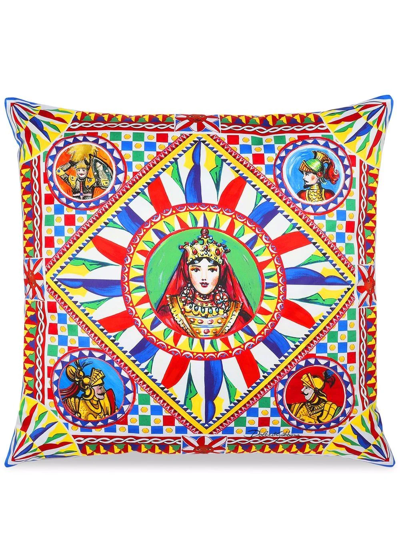 Shop Dolce & Gabbana Duchesse Large Cotton Cushion In Yellow