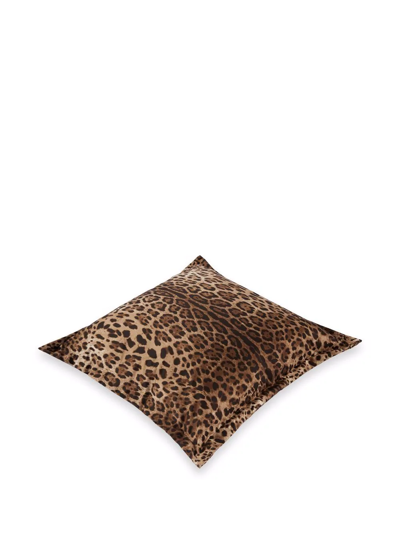 Dolce & Gabbana Duchesse Large Leopard-print Cushion In Brown