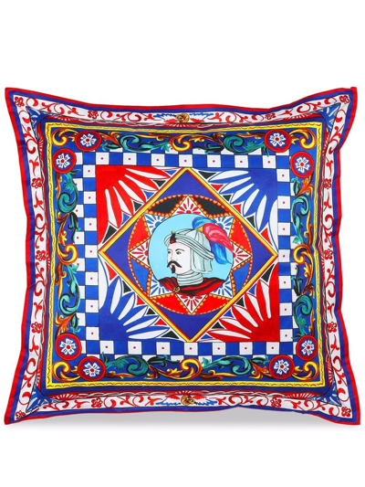 Dolce & Gabbana Duchesse Cotton Cushion Large Multicolor Unisex Onesize In Blue