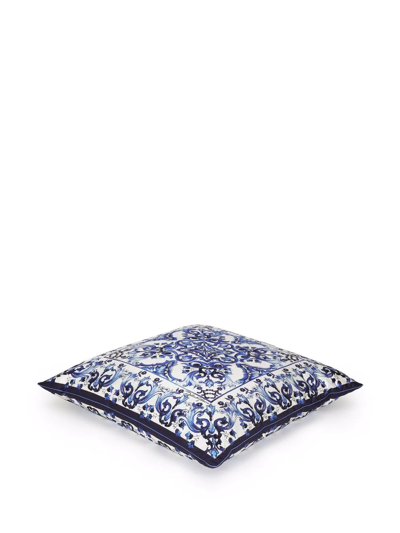 Dolce & Gabbana Mediterraneo Large Silk-twill Cushion In Blue