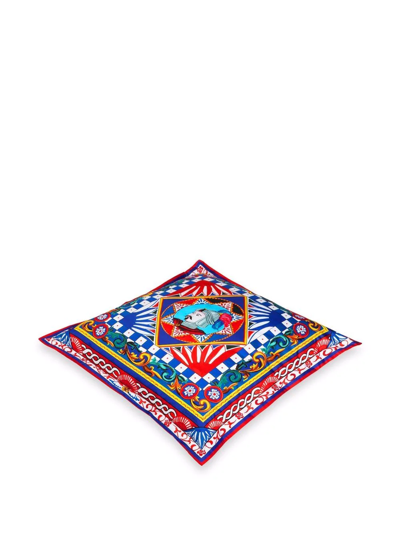 Dolce & Gabbana Duchesse Cotton Cushion Large Multicolor Unisex Onesize In Blue