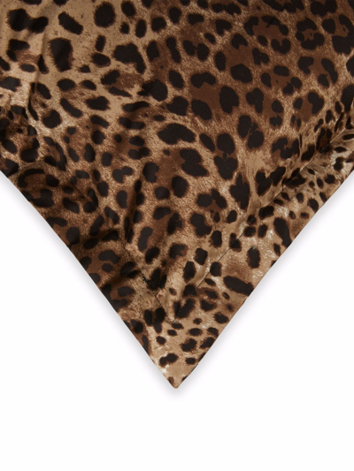 Shop Dolce & Gabbana Duchesse Large Leopard-print Cushion In Brown