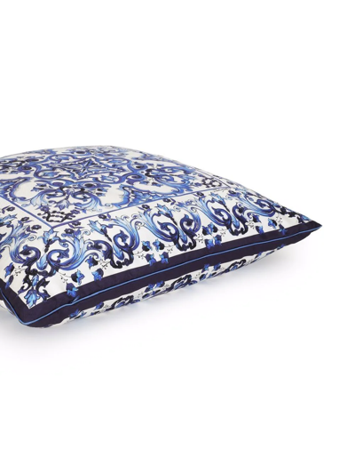 Shop Dolce & Gabbana Mediterraneo Large Silk-twill Cushion In Blue