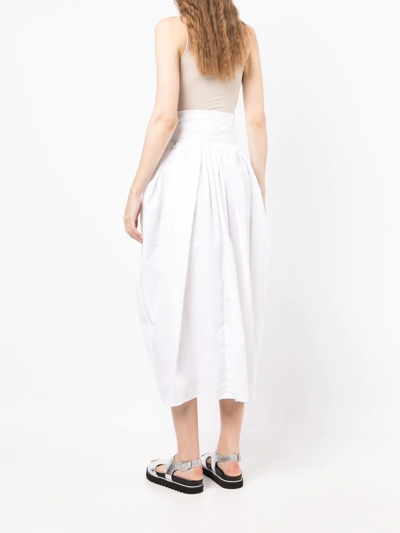 Cecilie Bahnsen Junita Waist-sash Cotton-poplin Midi Skirt In Weiss