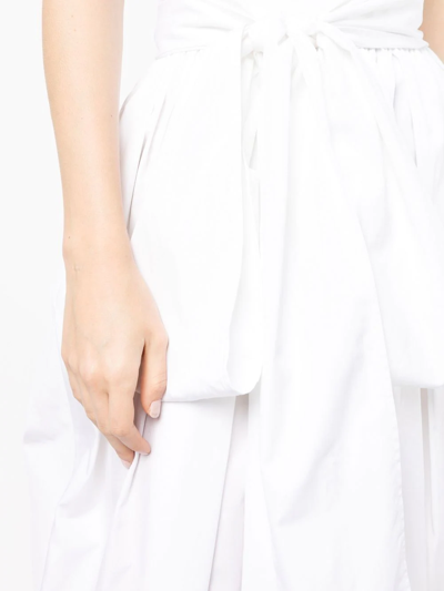 Cecilie Bahnsen Junita Waist-sash Cotton-poplin Midi Skirt In Weiss