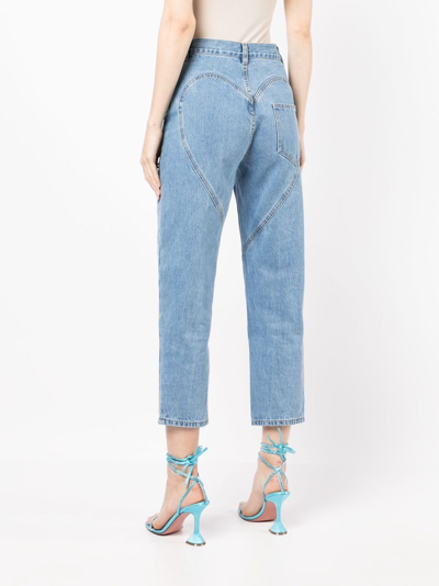 Shop Area Butterfly-patch Cropped Jeans In Blau