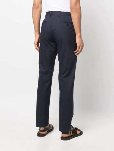Shop Etro Four-pocket Cotton Tailored Trousers In Blau