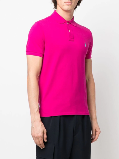 Shop Polo Ralph Lauren Embroidered Logo Polo Shirt In Rosa