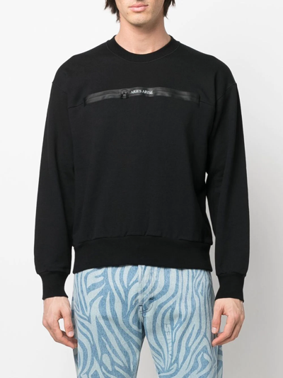 Shop Aries Logo-print Sweatshirt In Schwarz