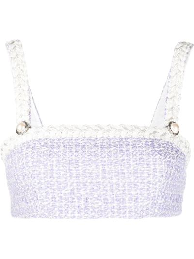 Shop Alessandra Rich Tweed Braided Crop Top In Violett