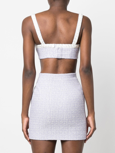 Shop Alessandra Rich Tweed Braided Crop Top In Violett