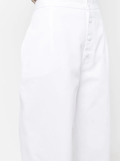 Shop Jejia Button-up Cotton Culottes In Weiss