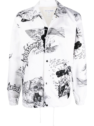 Shop Comme Des Garçons Shirt Graphic-print Cotton Shirt In Weiss