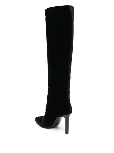 Shop Saint Laurent Knee-length Pointed-toe Boots In Schwarz