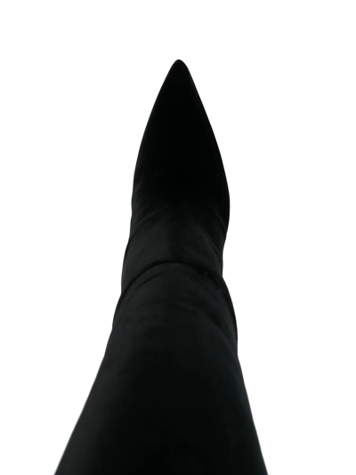 Shop Saint Laurent Knee-length Pointed-toe Boots In Schwarz