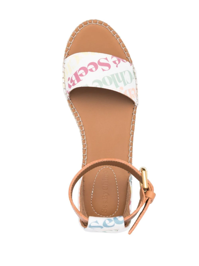 Shop See By Chloé Braided-wedge Sandals In Weiss