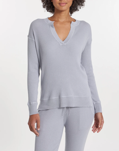 Shop Mw Leimere Cabo Split Neck Top In Grey