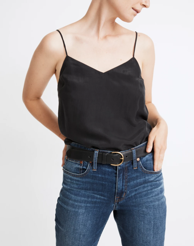 Shop Madewell Medium Perfect Leather Belt In True Black