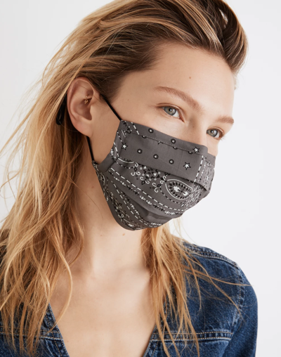 Madewell Three-pack Pleated Adjustable Face Masks In Dusty Blush