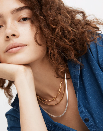 Madewell Herringbone Chain Necklace In Vintage Gold