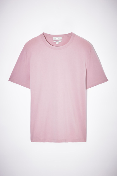 Shop Cos Regular-fit Mid-weight Brushed T-shirt In Pink