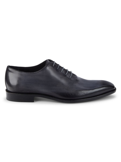 Shop Massimo Matteo Men's Wholecut Leather Dress Shoes In Grey