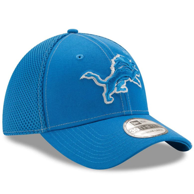 Shop New Era Blue Detroit Lions Team Logo Neo 39thirty Flex Hat
