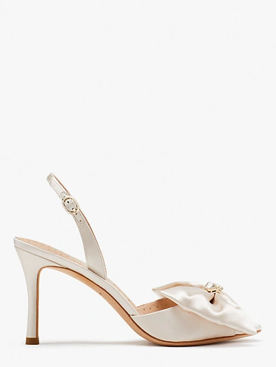 Kate Spade Gloria Satin Bow Ankle-strap Pumps In Ivory Bridal