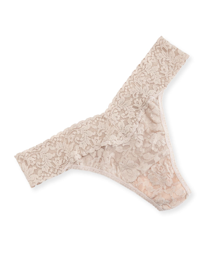 Shop Hanky Panky Stretch Lace Traditional-rise Thong In Chai