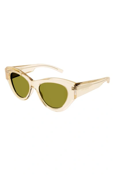 Shop Saint Laurent 51mm Rectangular Sunglasses In Yellow