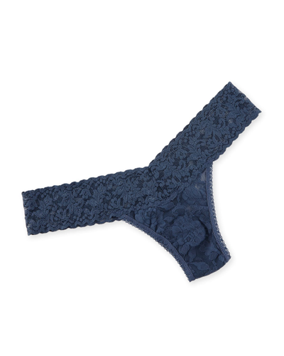 Shop Hanky Panky Signature Lace Low-rise Thong In Nightshadow