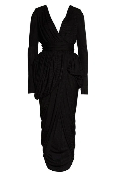 Shop Altuzarra Canna Plunge Neck Long Sleeve Midi Dress In Black