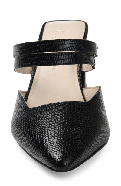 Shop Journee Signature Kaitlynn Lizard Embossed Pointed Toe Pump In Black Leather