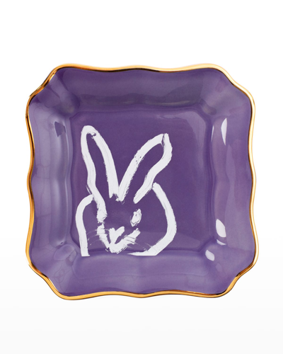 Shop Hunt Slonem Bunny Portrait Plate With Gold Rim - Purple