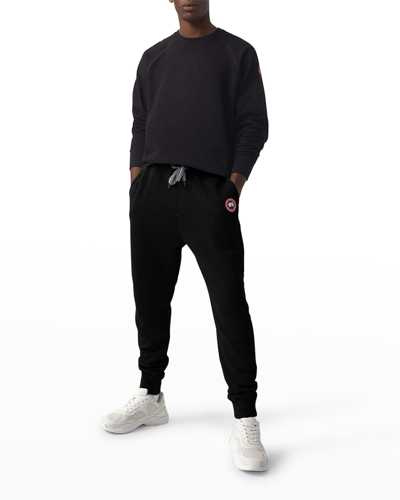 Canada Goose Men Black Cotton Logo Patch To The Front Elasticated Ankles Elasticated Drawstring Wais In Black