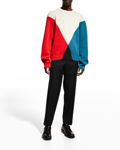 Shop Jil Sander Men's Colorblock Crew Sweater In Open Miscellan
