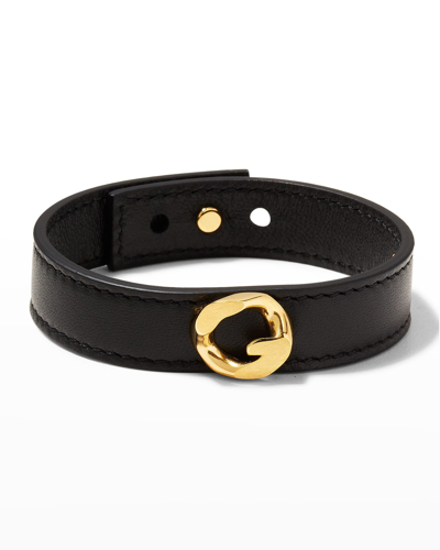 Shop Givenchy Men's G-chain Golden Leather Bracelet In Golden Yellow