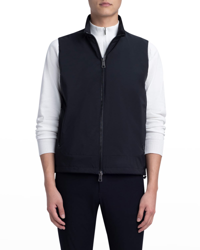 Shop Bugatchi Men's Full-zip Water-resistant Sleeveless Vest In Black