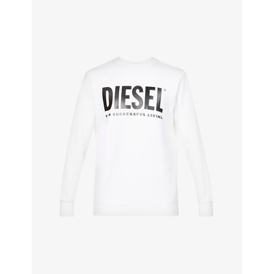 Shop Diesel Division Regular-fit Cotton-jersey Sweatshirt In Bright White
