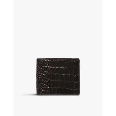 Shop Smythson Croc-embossed Leather Wallet In Brown