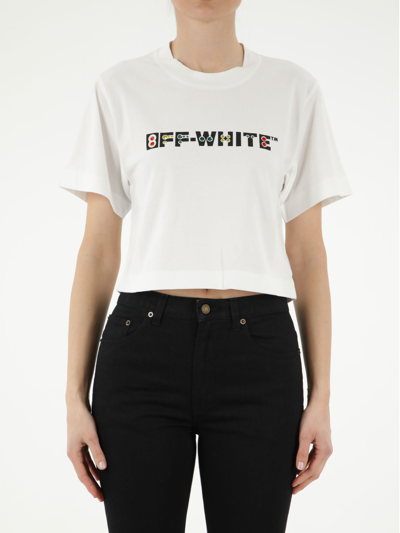 Shop Off-white Cropped T-shirt With Logo In White