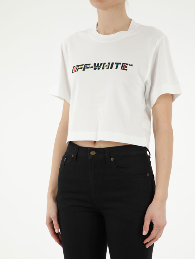 Shop Off-white Cropped T-shirt With Logo In White
