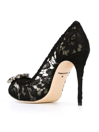 Shop Dolce & Gabbana Embellished Lace Pumps In Black