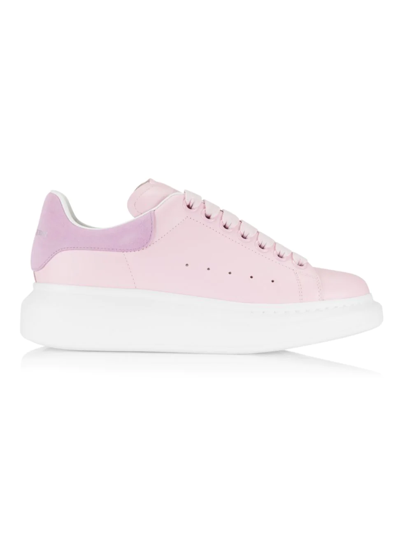 Shop Alexander Mcqueen Suede Oversized Sneakers In Pale Pink Lilac