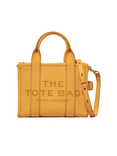 Shop Marc Jacobs The Leather Mini Tote Bag In Artisan Gold