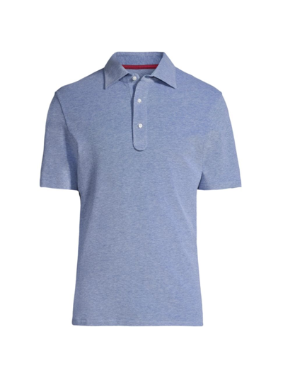 Shop Isaia Men's Slim-fit Cotton Piqué Polo In Bright Blue