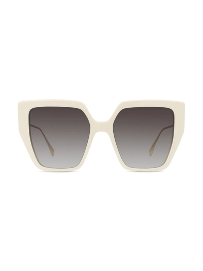 Shop Fendi Women's 55mm Logo Butterfly Sunglasses In Ivory Gr