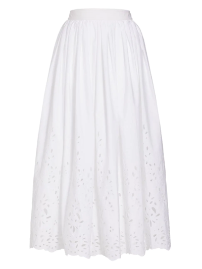 Shop Chloé Women's Embroidered Pleated Maxi Skirt In White