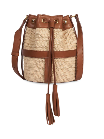 Shop Saint Laurent Seau Raffia Bucket Bag In Naturale Brick